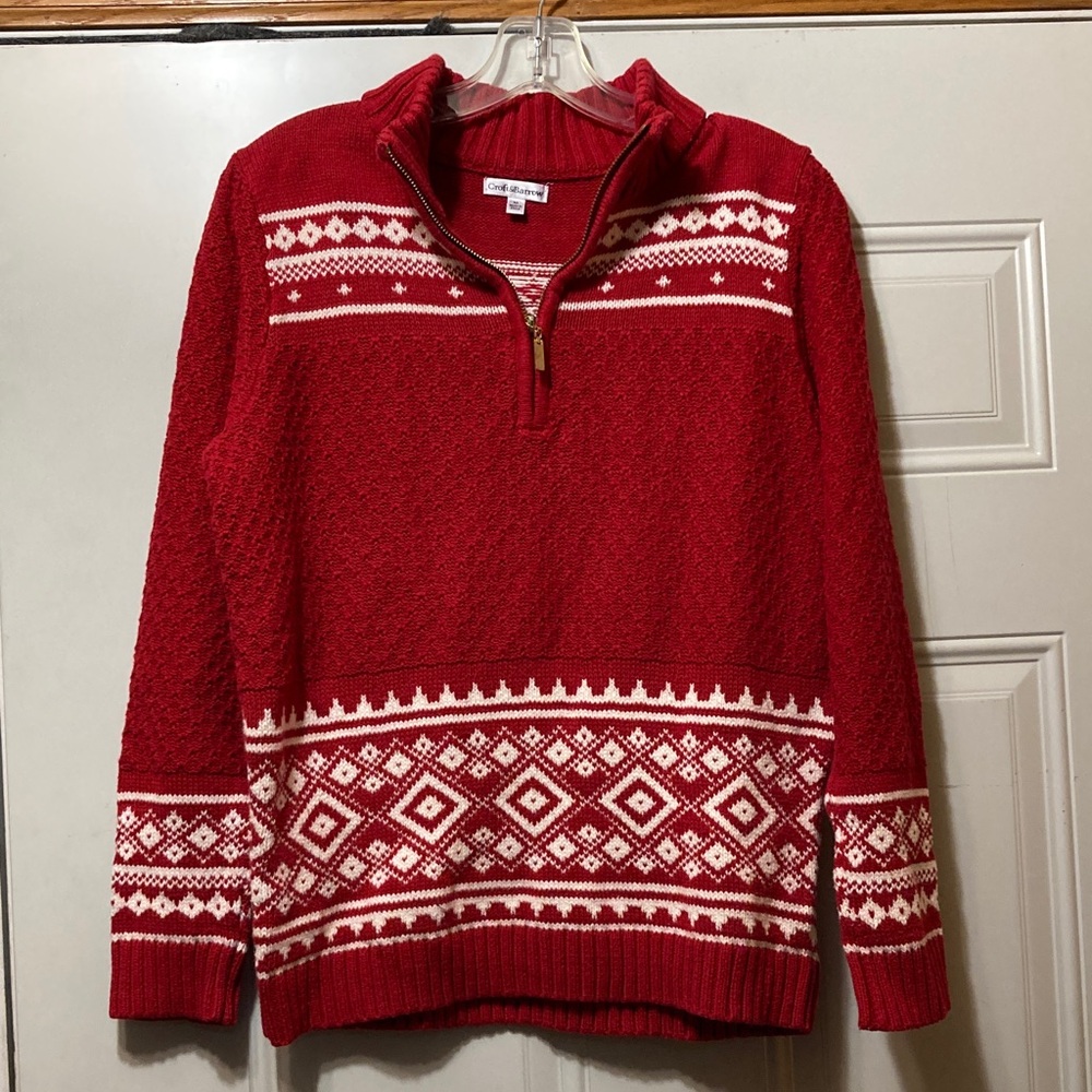 Croft &‎ Barrow Red and White Sweater M